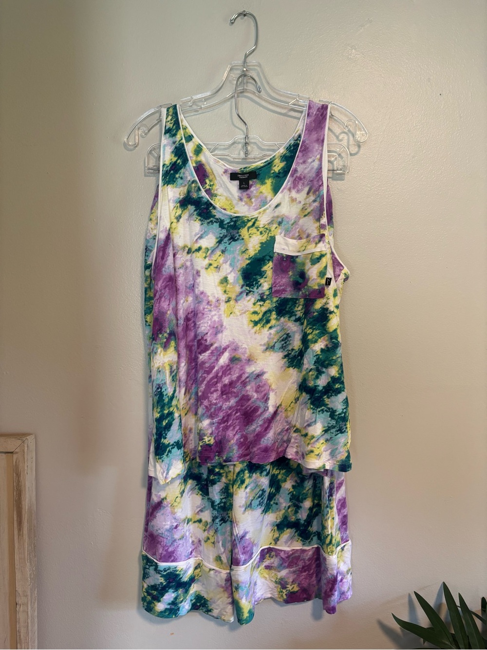 Simply Vera Vera Wang Tie-Dye Tank & Pants Set in Purple, Green, Yellow, White